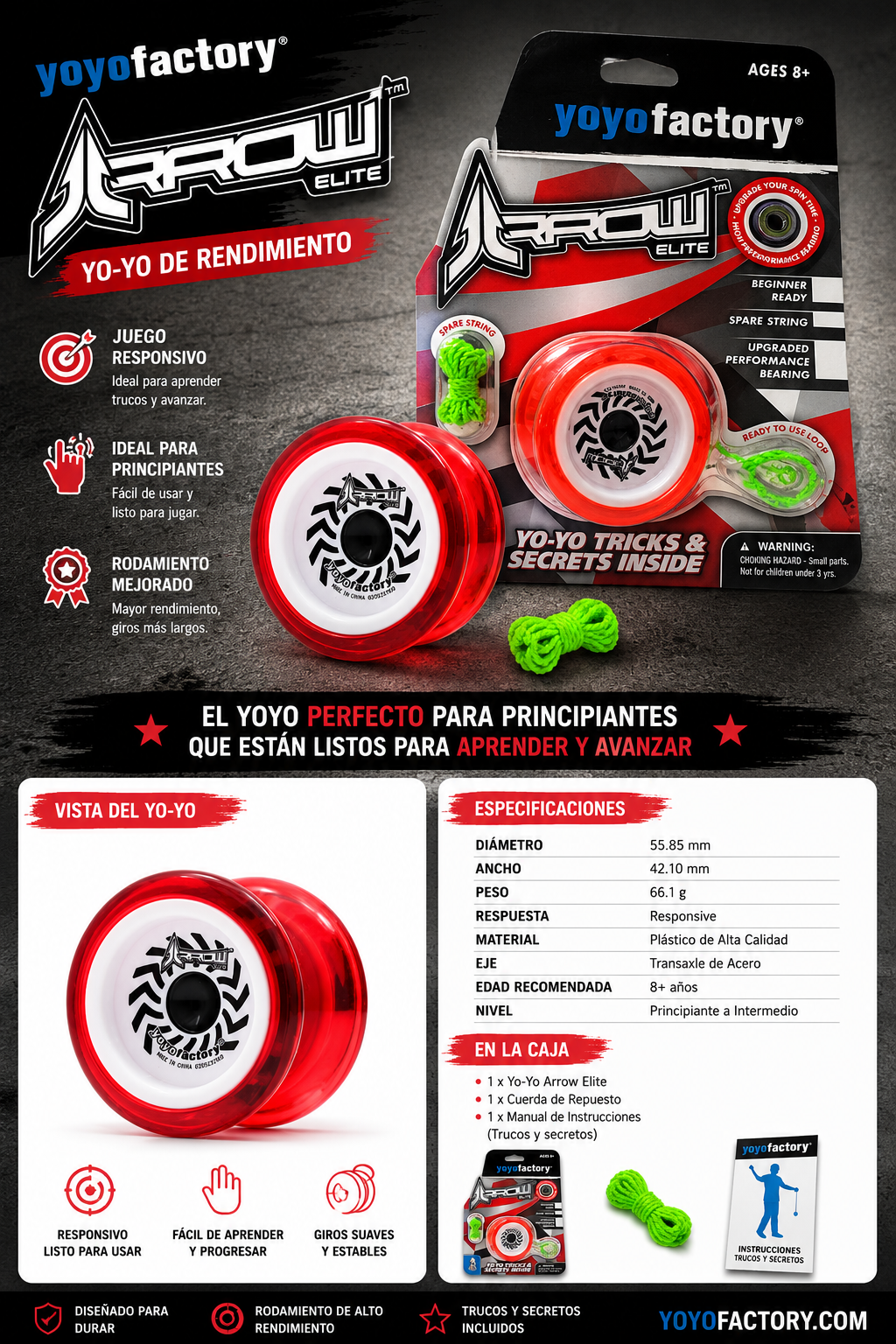 YoYo ARROW ELITE de YoYofactory 2 Baleros